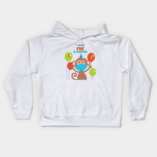 I turned Five In Quarantine - Fifth Birthday t-shirt Monkey. Kids Hoodie